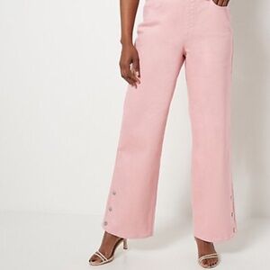 Isaac Mizrahi Live! Tall True Denim Wide Leg Jeans, Cheeky Pink – Tall 20